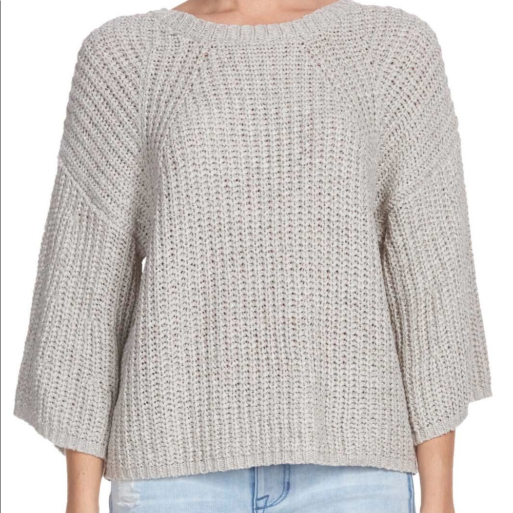 Knit Three Quarter Bell Sleeve Sweater